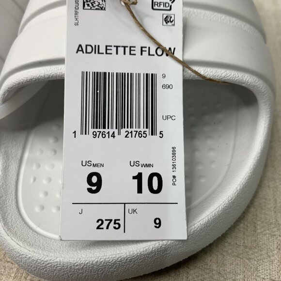 Adidas Adilette Flow Mens Size 9 Womens Size 10 White Slide Sandals unisex - Picture 2 of 6